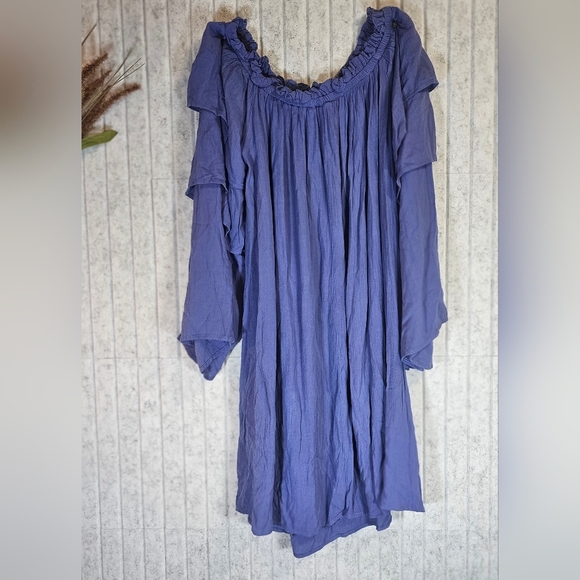 Dizzy Lissy Blue Boho Embroidered Bell Sleeve Dress | Size M - Picture 3 of 3
